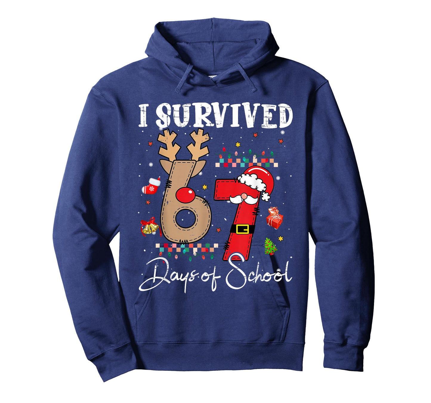 I Survived 67 Days of School Christmas Candy Cane Six Seven T-Shirt