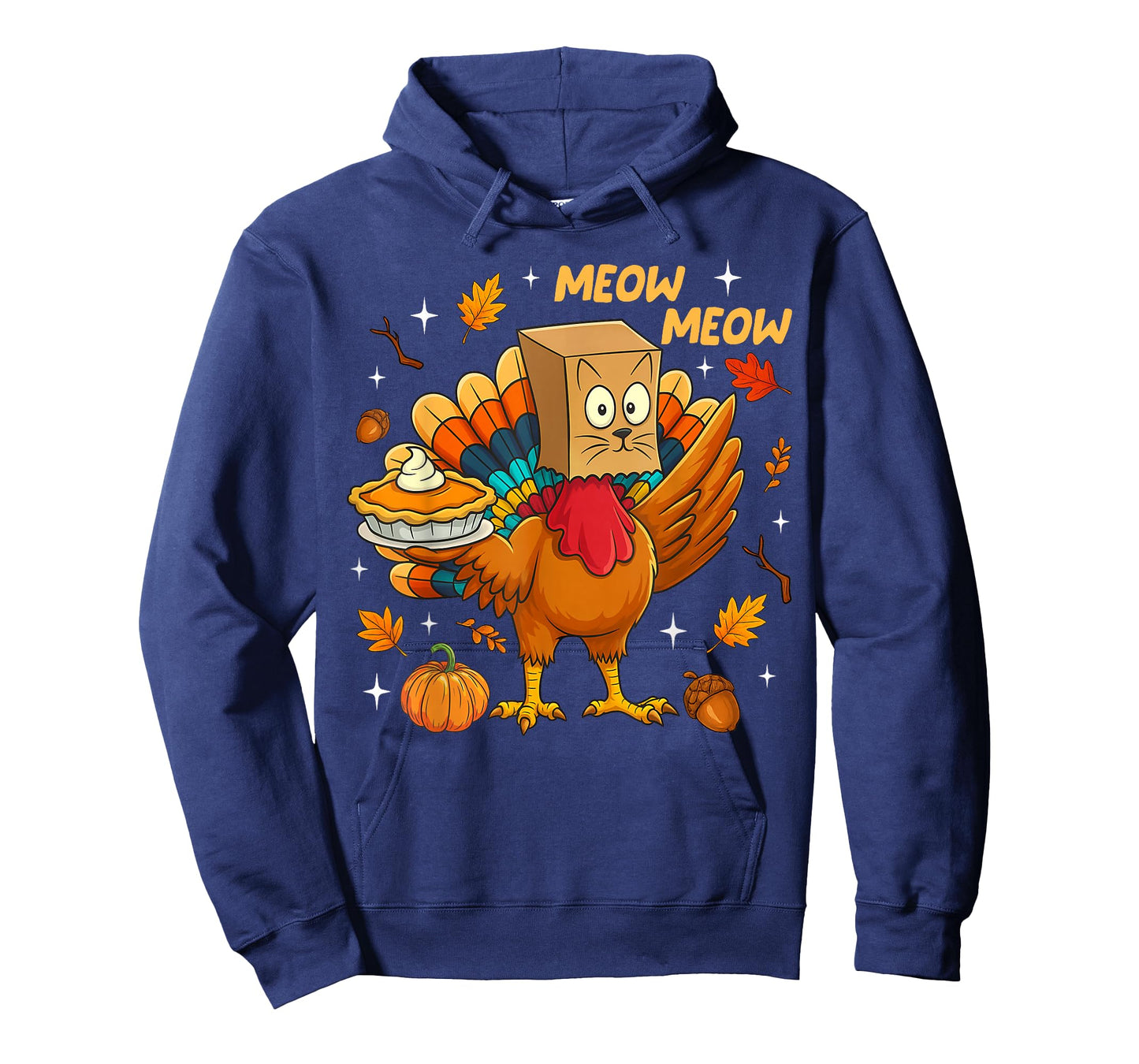 Thanksgiving Turkey Cat Meow Autumn Pumpkin Women Men Kids T-Shirt