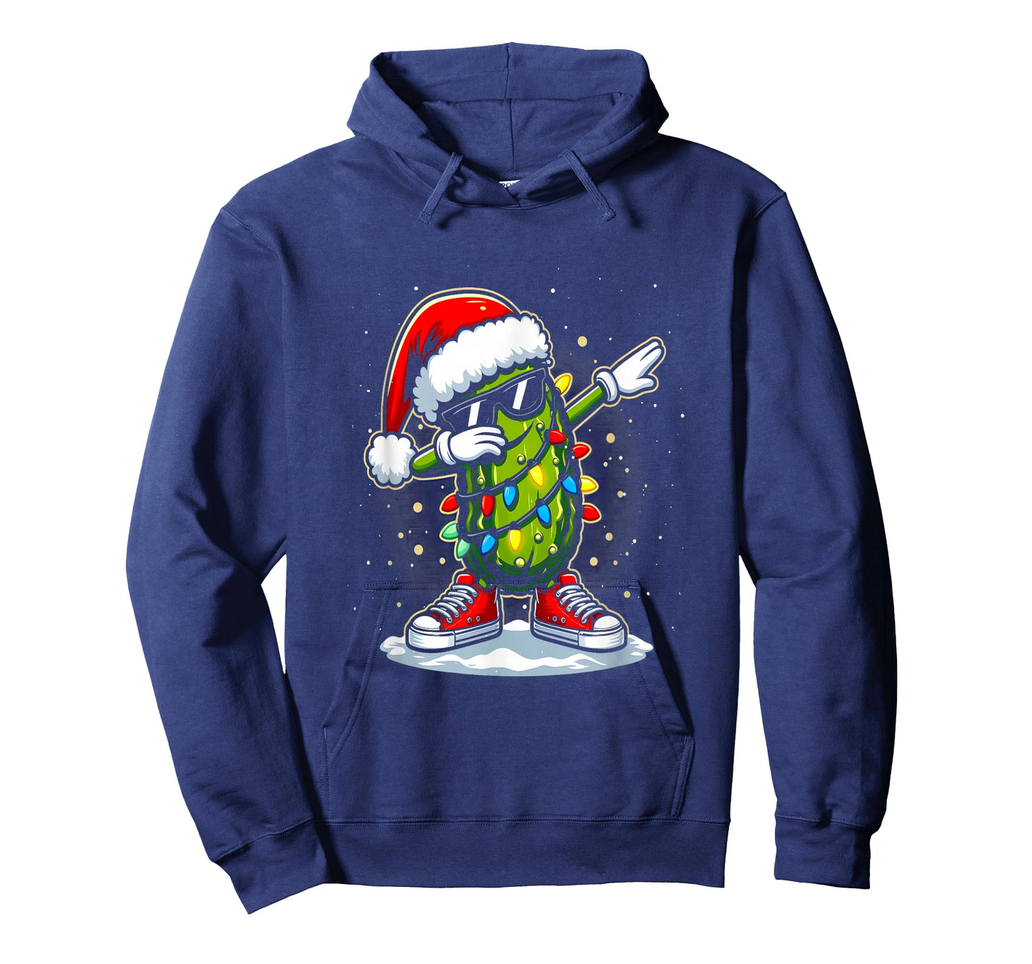 Merry Christmas Pickle Cucumber Dabbing Santa Hat Lights T-Shirt
