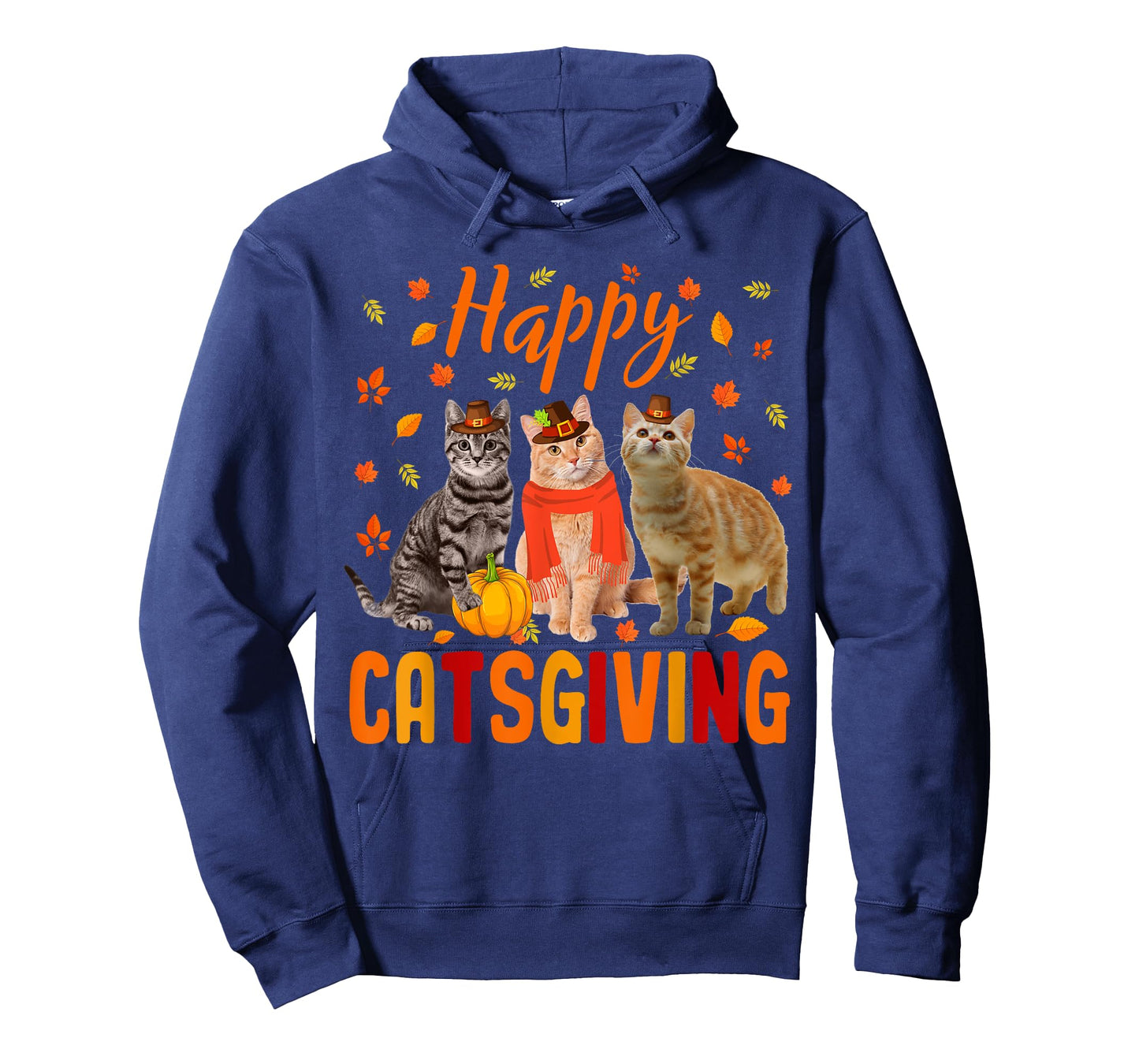 Happy Catsgiving Cute Thanksgiving Cat Wears Pilgrim Hat T-Shirt