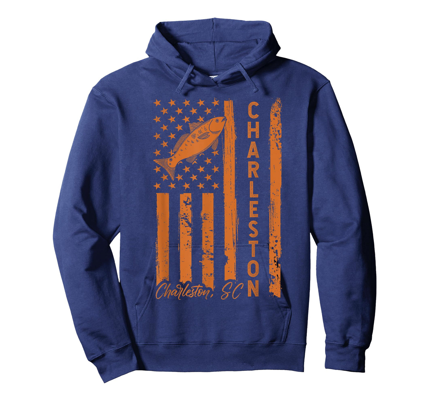 Charleston SC for Redfish Fishing Fishermen USA Flag T-Shirt