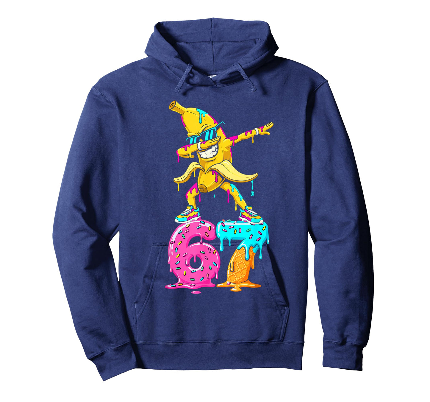 Dabbing Banana 67 Ice Cream Drip Funny Six Seven Meme T-Shirt