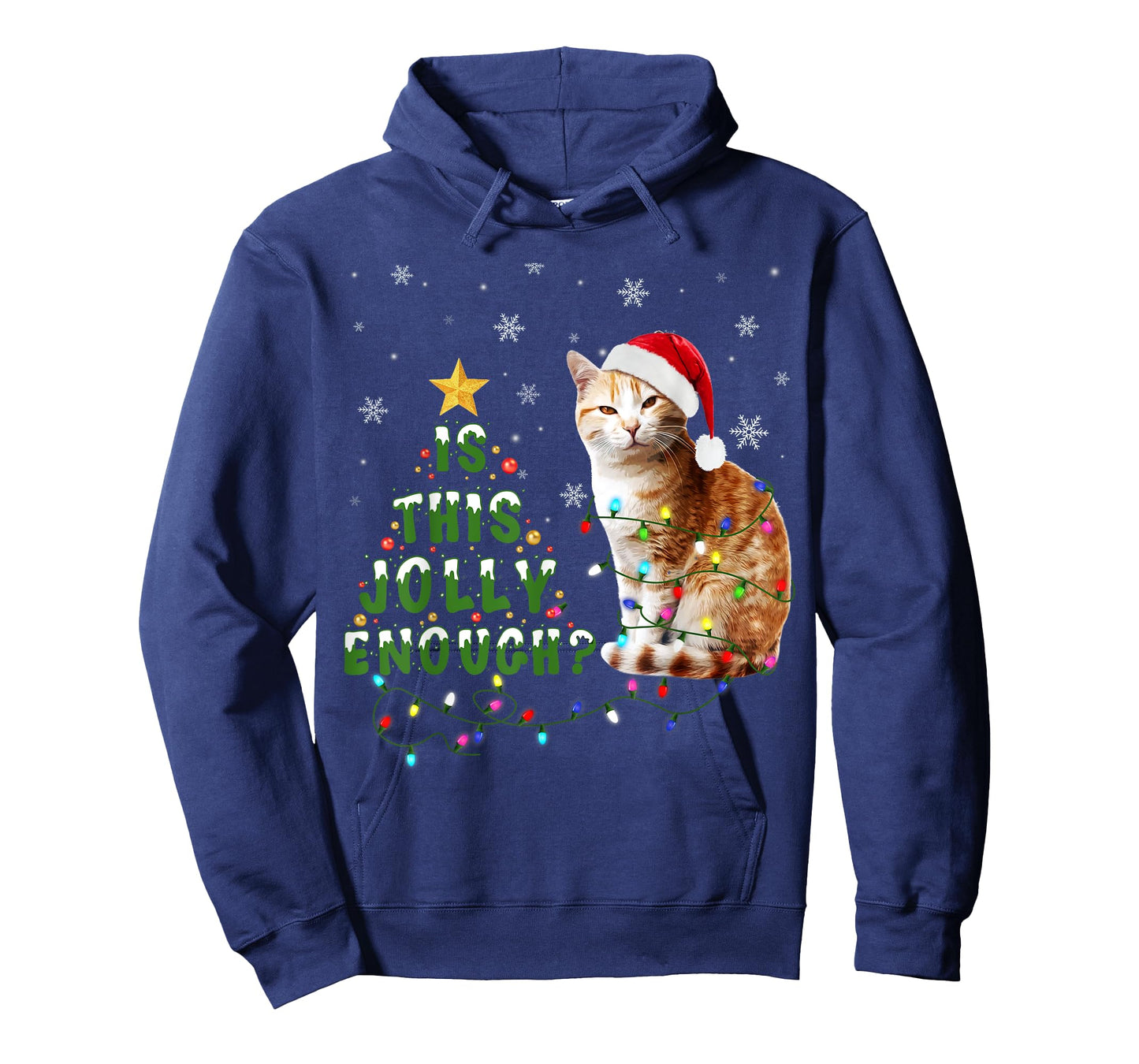 Is This Jolly Enough Santa Cat Light Christmas T-Shirt for Men Women Kids