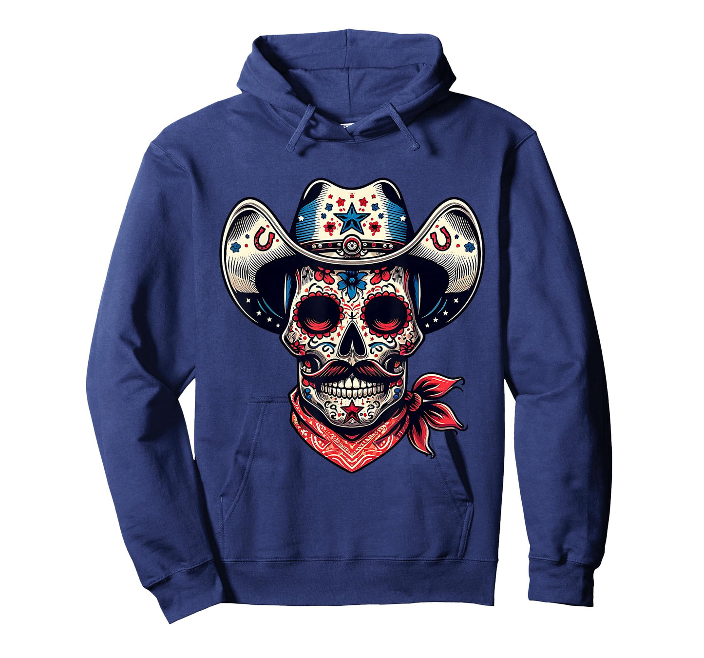 Patriotic Cowboy Hat Sugar Skull 4th of July Women Men Boys T-Shirt