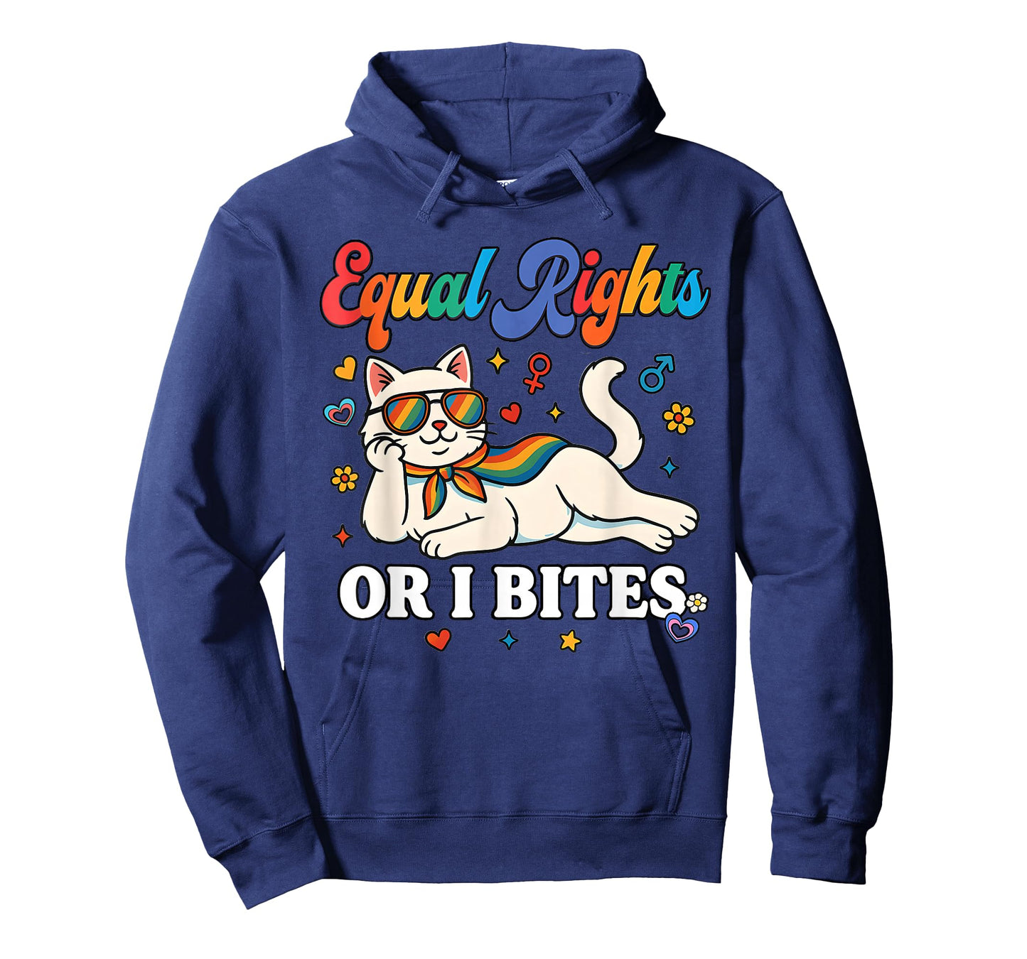 Womens Equal Rights or I Bites Pride Month Ally Cat Feminist T-Shirt