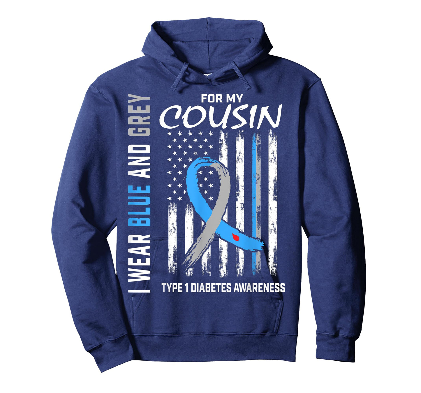 Cousin T1D Type 1 Diabetes Awareness American Flag Graphic Women Kids Men T-Shirt