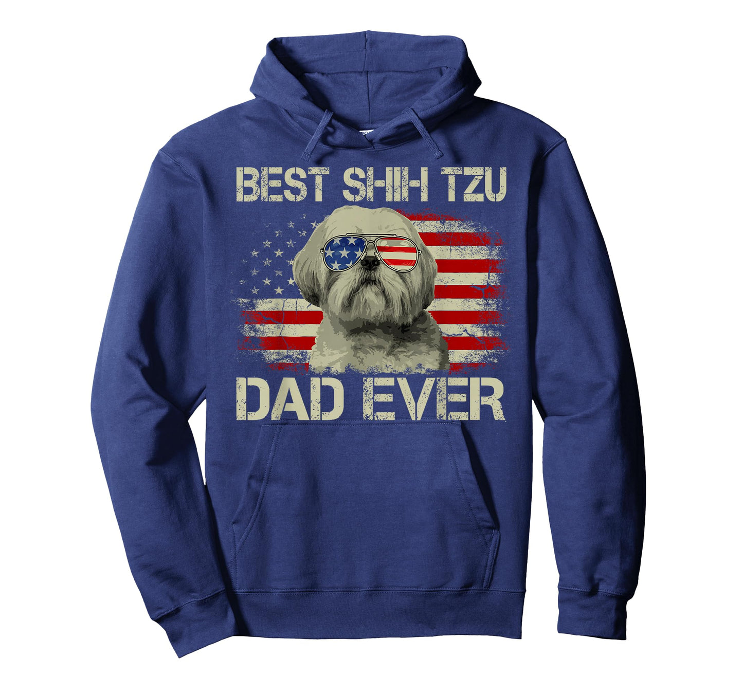 Best Shih Tzu Dad Ever Tshirt Dog Lover American Flag Gift T-Shirt