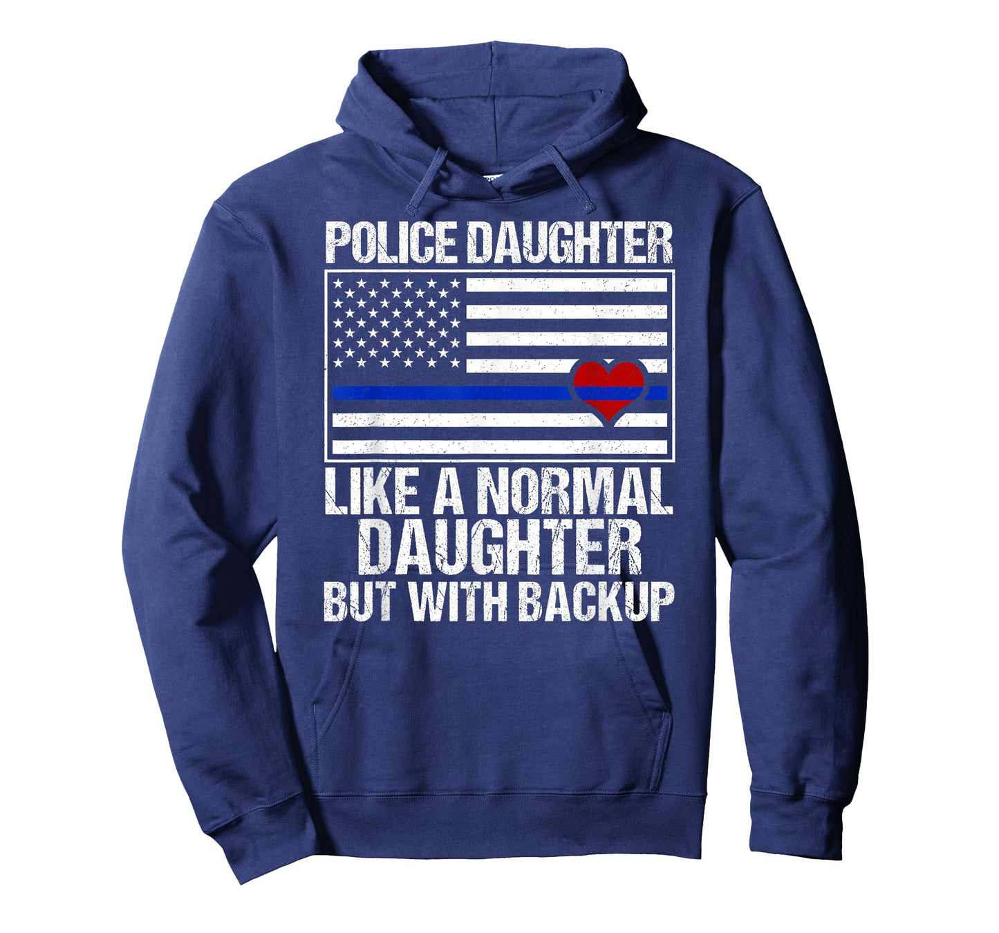 Police Daughter Shirt Blue Line Flag Heart T-Shirt