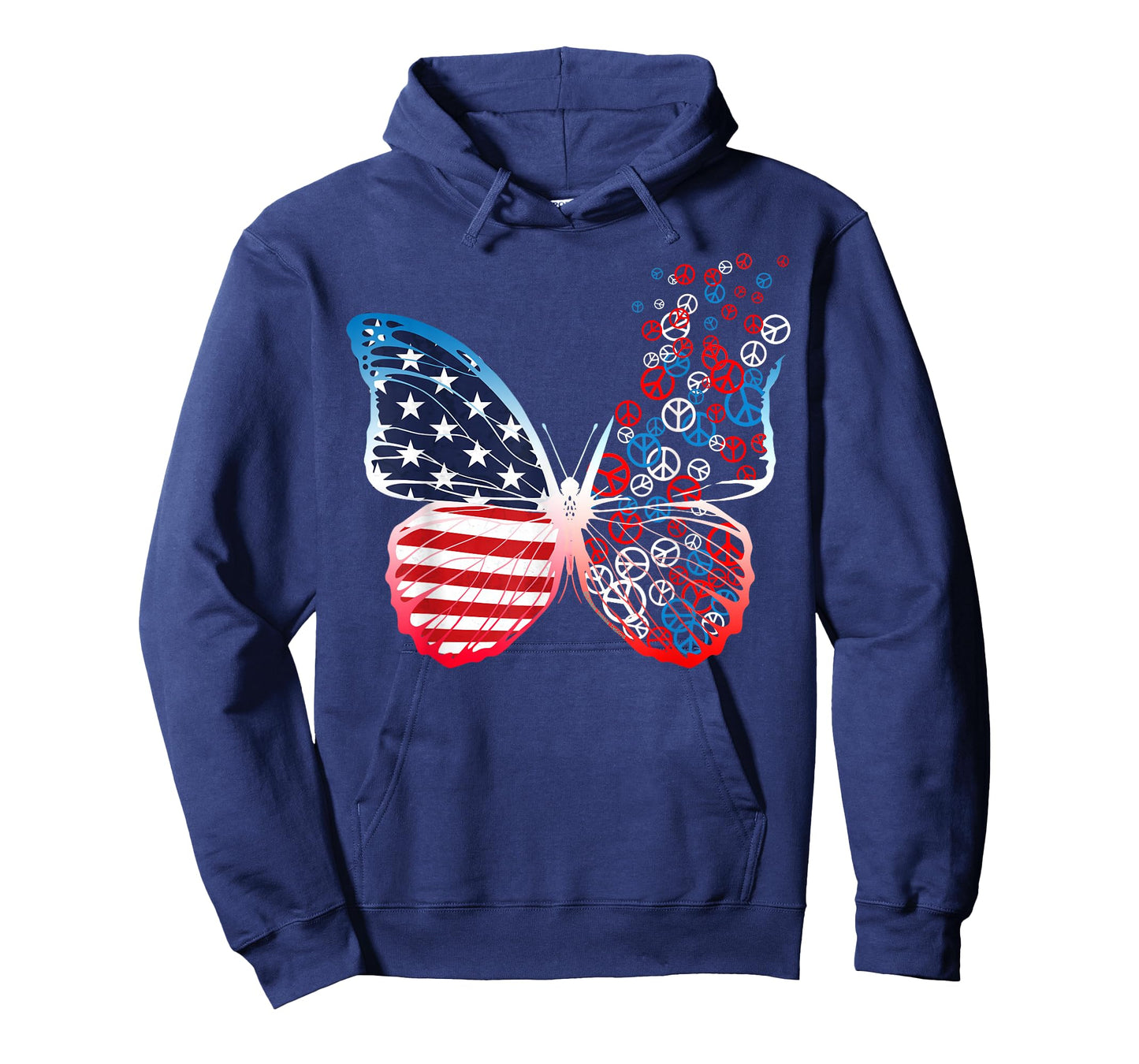 Butterfly Patriotic Peace Signs 4th of July US Flag T-Shirt