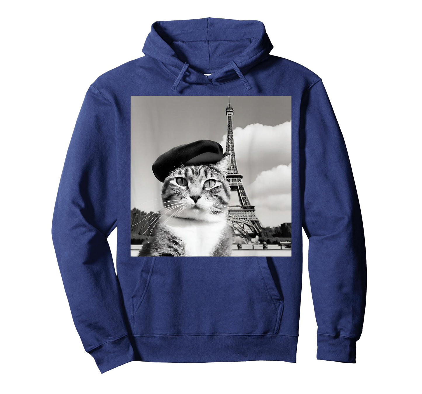 Funny Cat Wearing a Beret at The Eiffel Tower in France T-Shirt