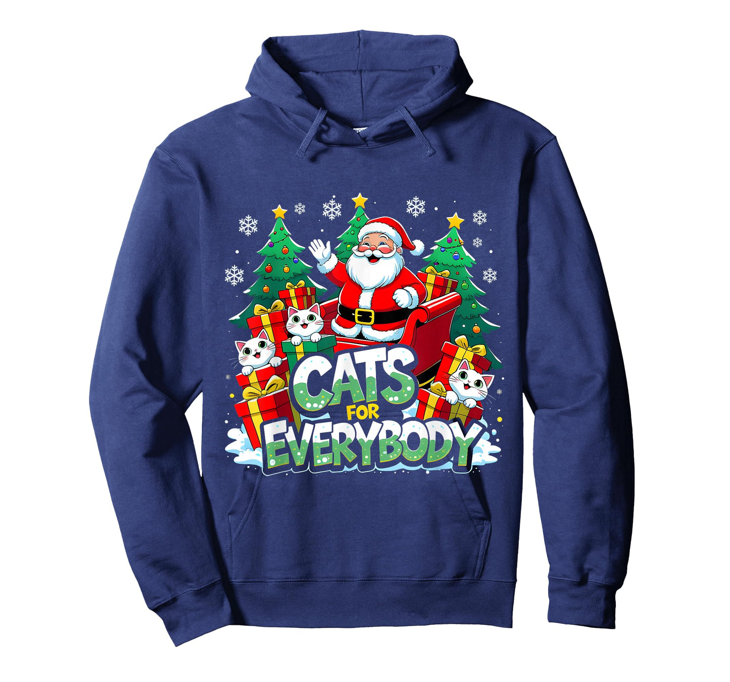Cats for Everybody Funny Santa Christmas Art T-Shirt