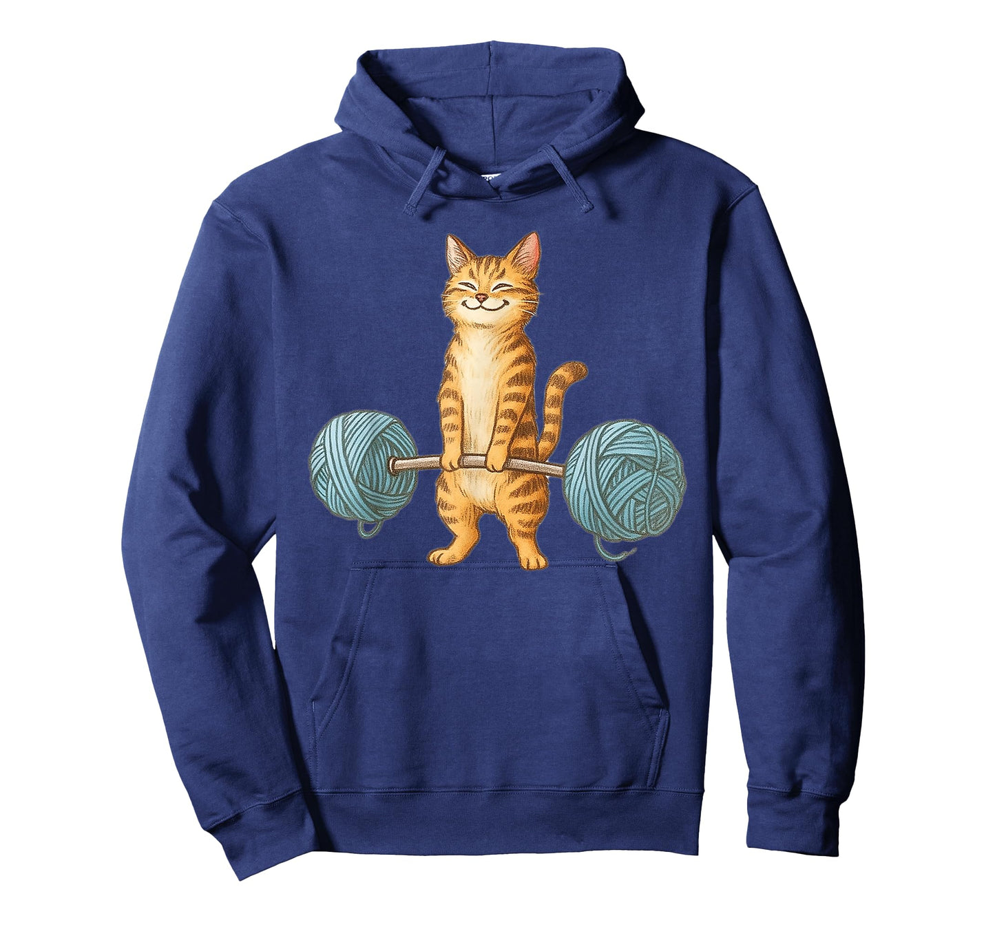 Cat Weightlifting Yarn Barbell Fitness Kitten Illustration T-Shirt
