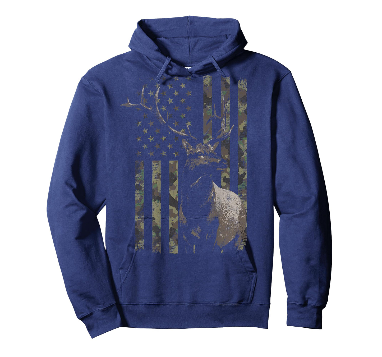 Elk Hunting Camo American Flag Camouflage (Design on Back) T-Shirt