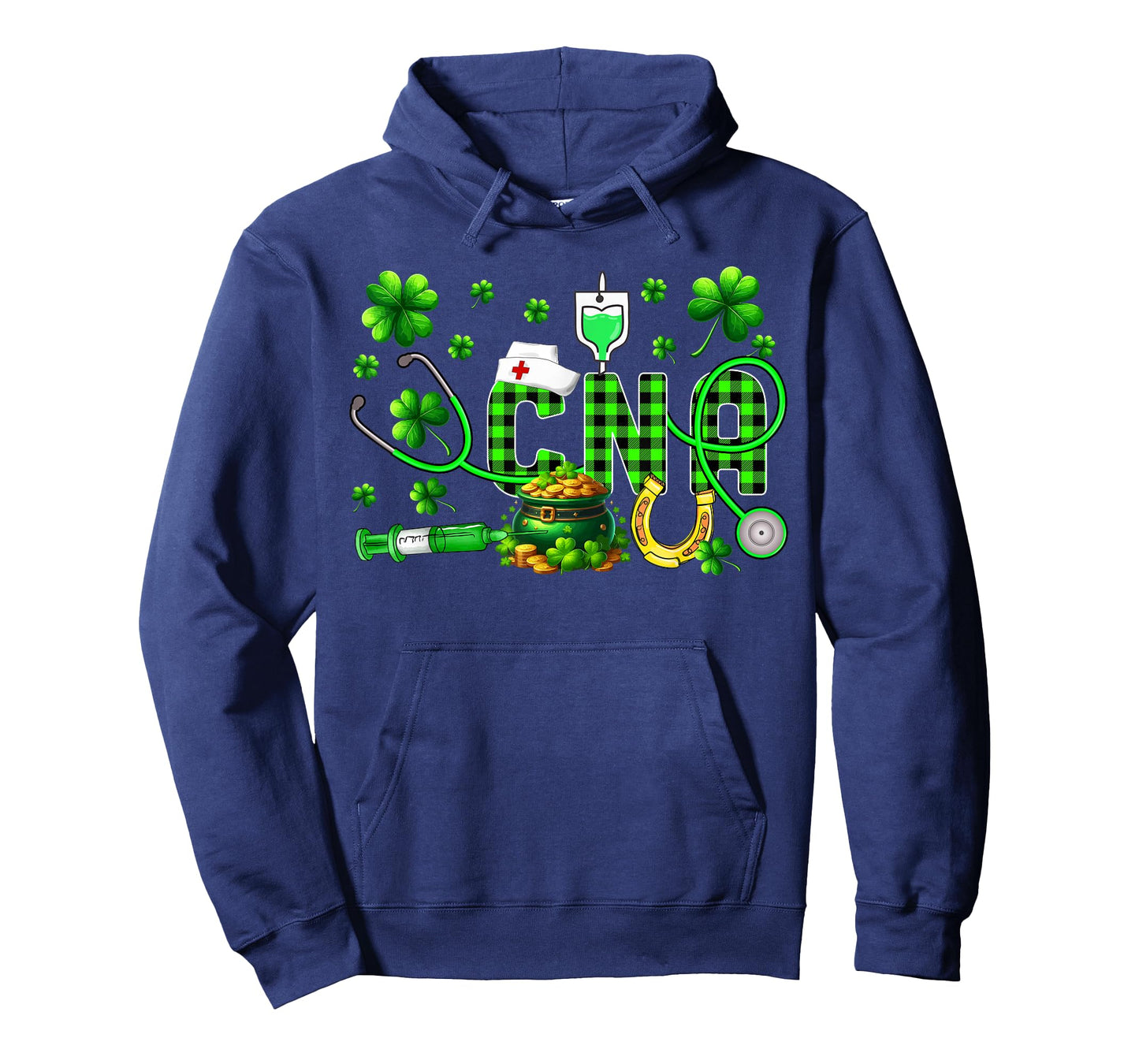 CNA Nurse Stethoscope Shamrocks Lucky Patrick's Day Coin T-Shirt