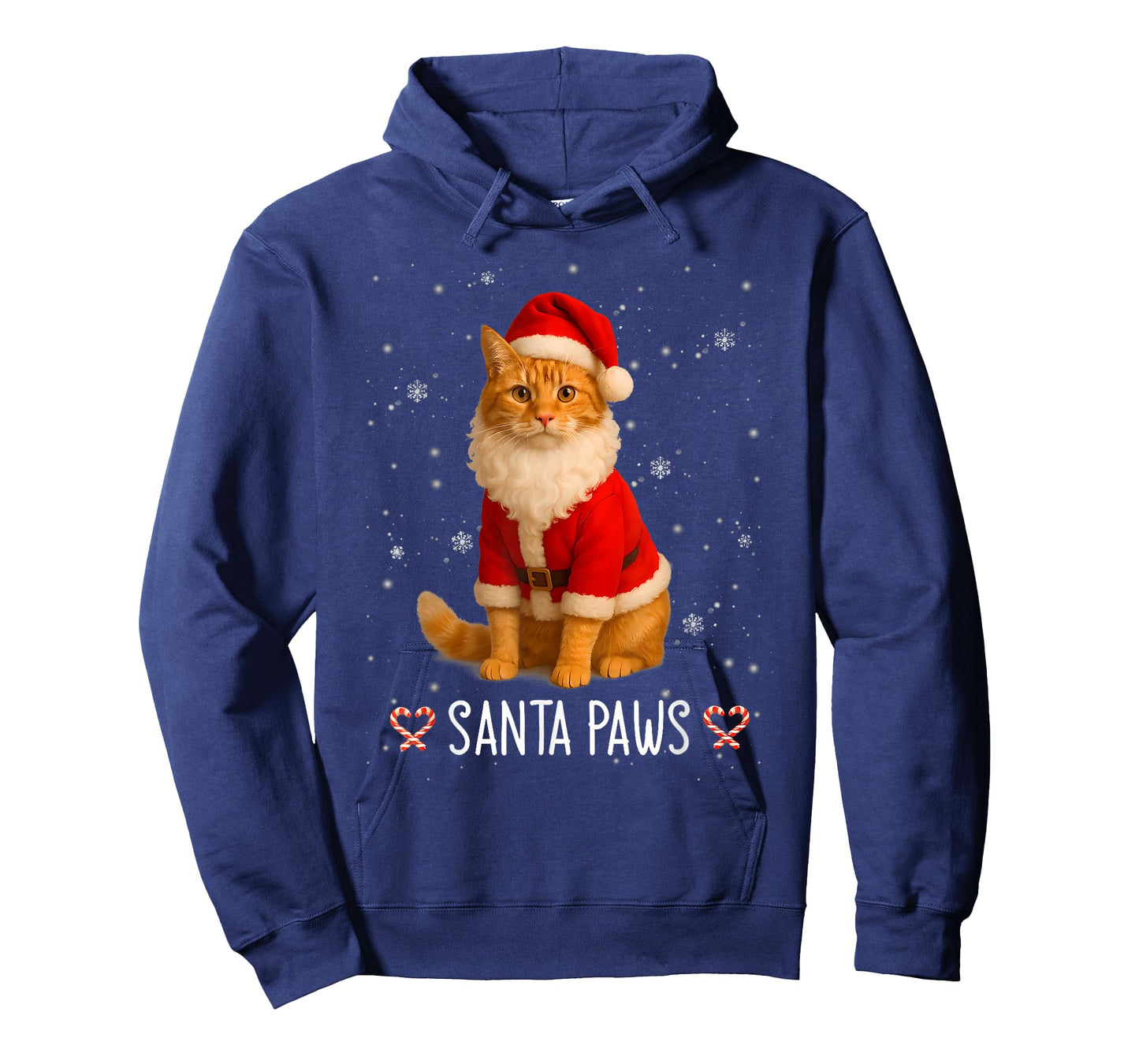 Santa Paws Funny Orange Tabby Cat Christmas Holiday T-Shirt