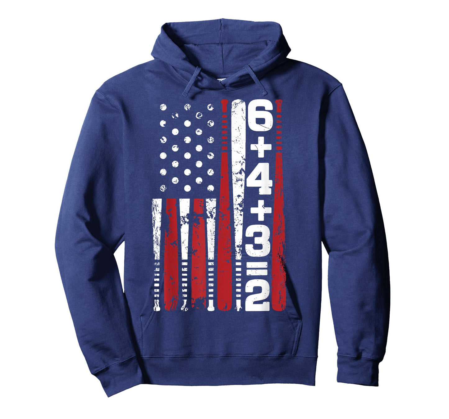 Youth 6+4+3=2 Baseball Math Bat Baseball American Flag Boys T-Shirt