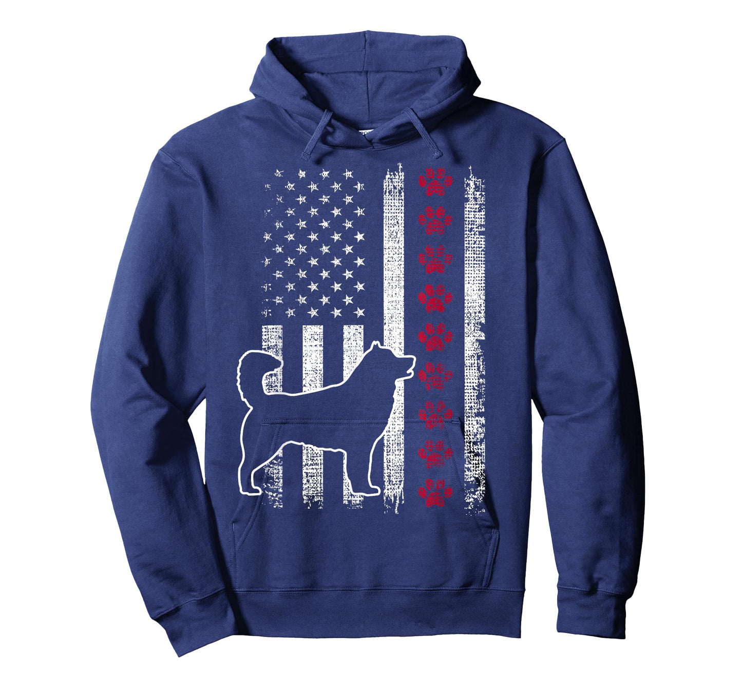 Vintage Retro USA Patriotic American Flag Alaskan Malamute Women Girls Kids Men T-Shirt