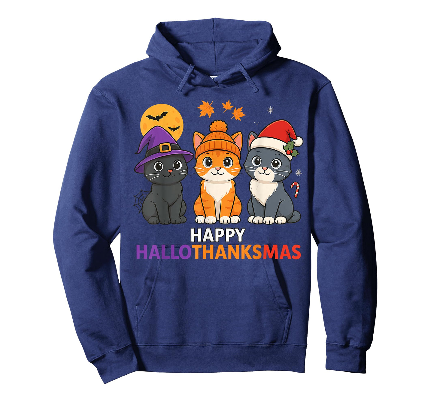 Cat Halloween Christmas Happy Hallothanksmas Thanksgiving T-Shirt