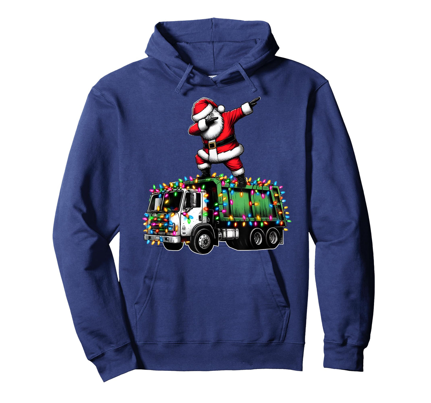Dabbing Santa Garbage Truck Funny Christmas Lights Graphic T-Shirt