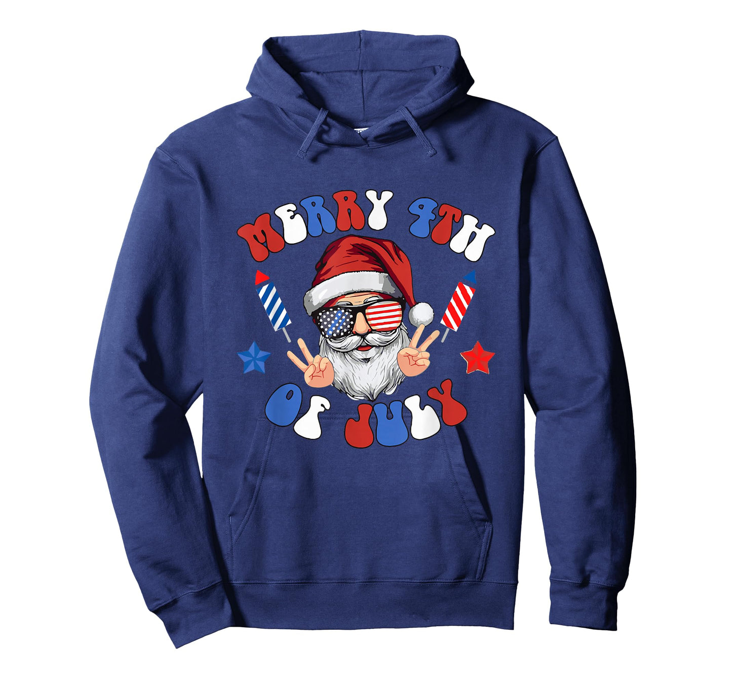 Santa Claus American USA Flag Christmas in July 4th of July T-Shirt