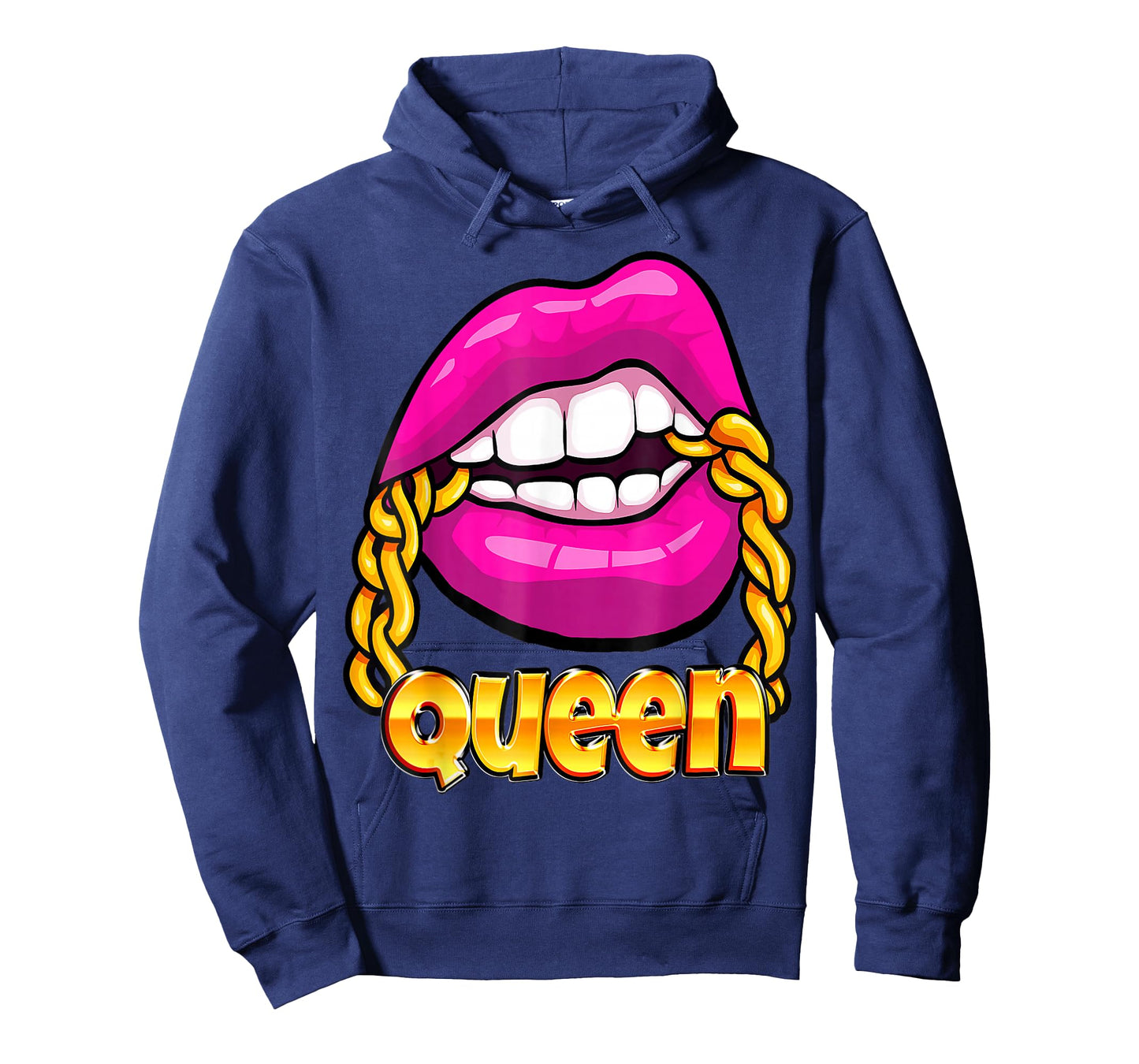 Melanin Juicy Lips Gold Chain Hot Pink Bubblegum Black Queen T-Shirt