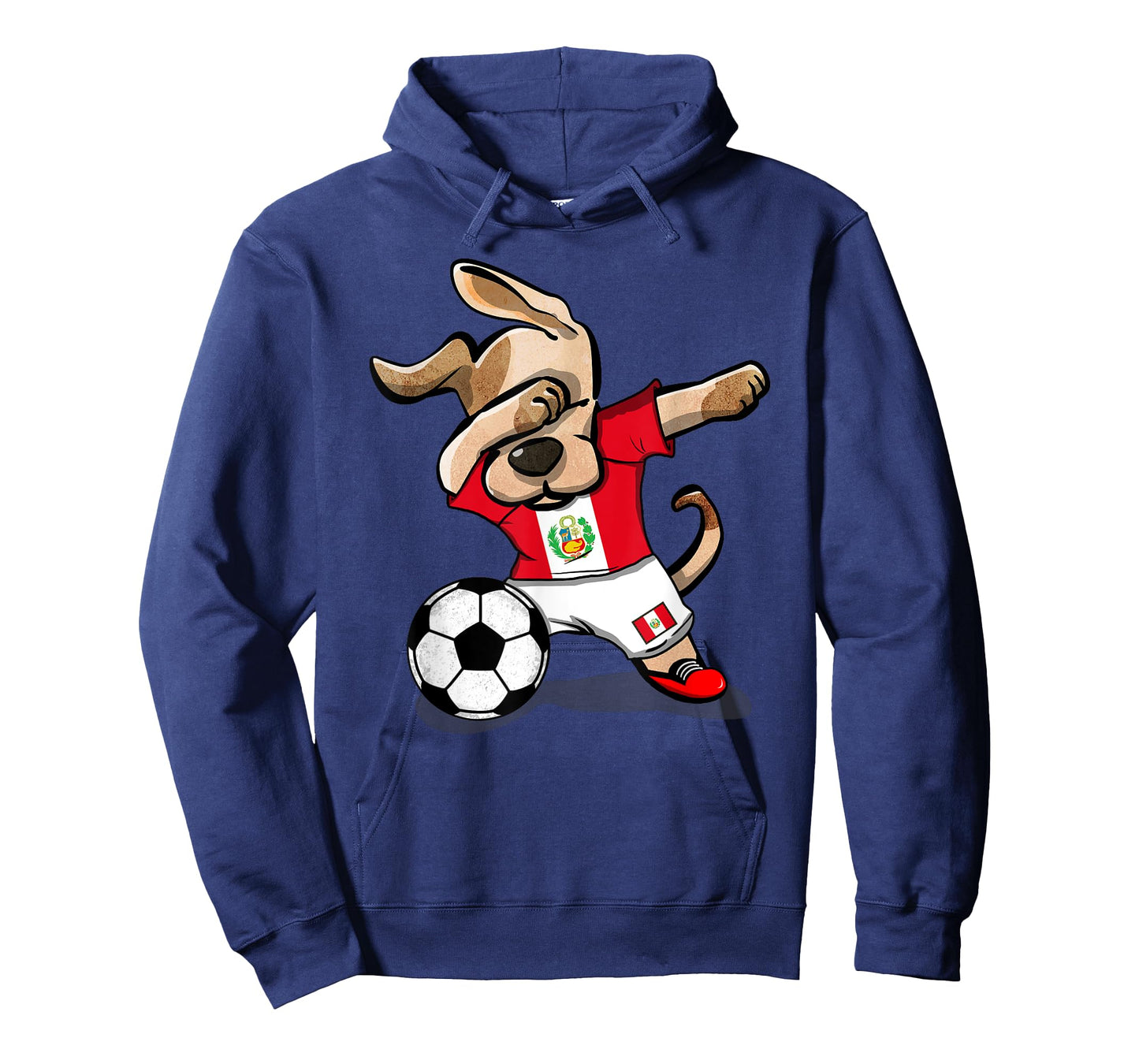 Dabbing Dog Peru Soccer Fans Jersey Peruvian Flag Football T-Shirt