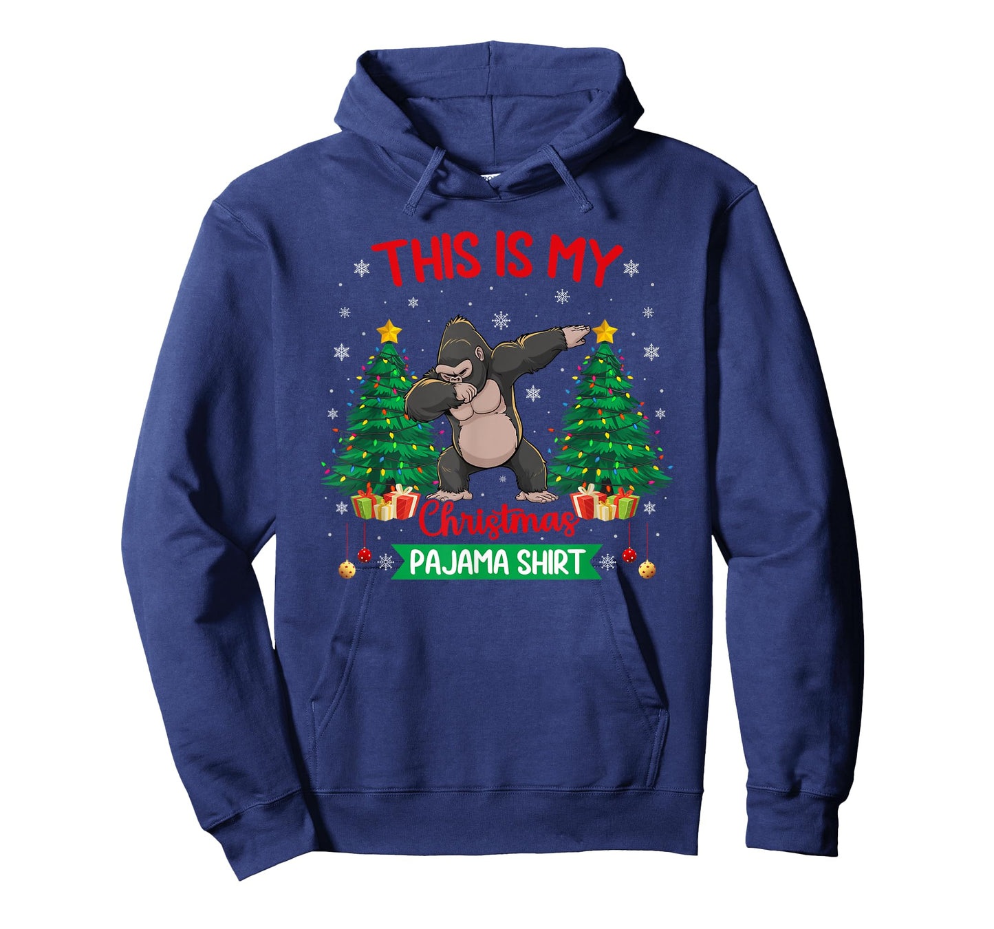 Dabbing Gorilla Christmas Tree Lights Matching Pajamas T-Shirt