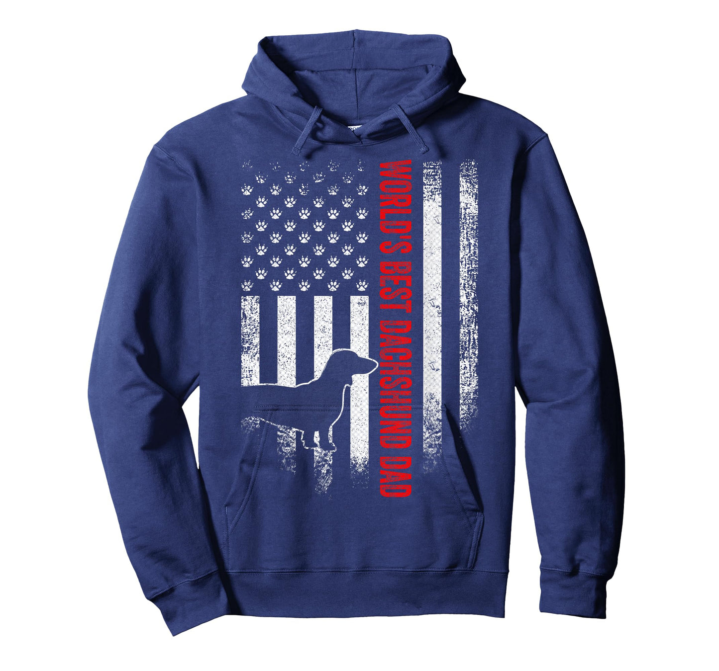 Vintage American Flag World's Best Dachshund Dad Silhouette T-Shirt for Women Men