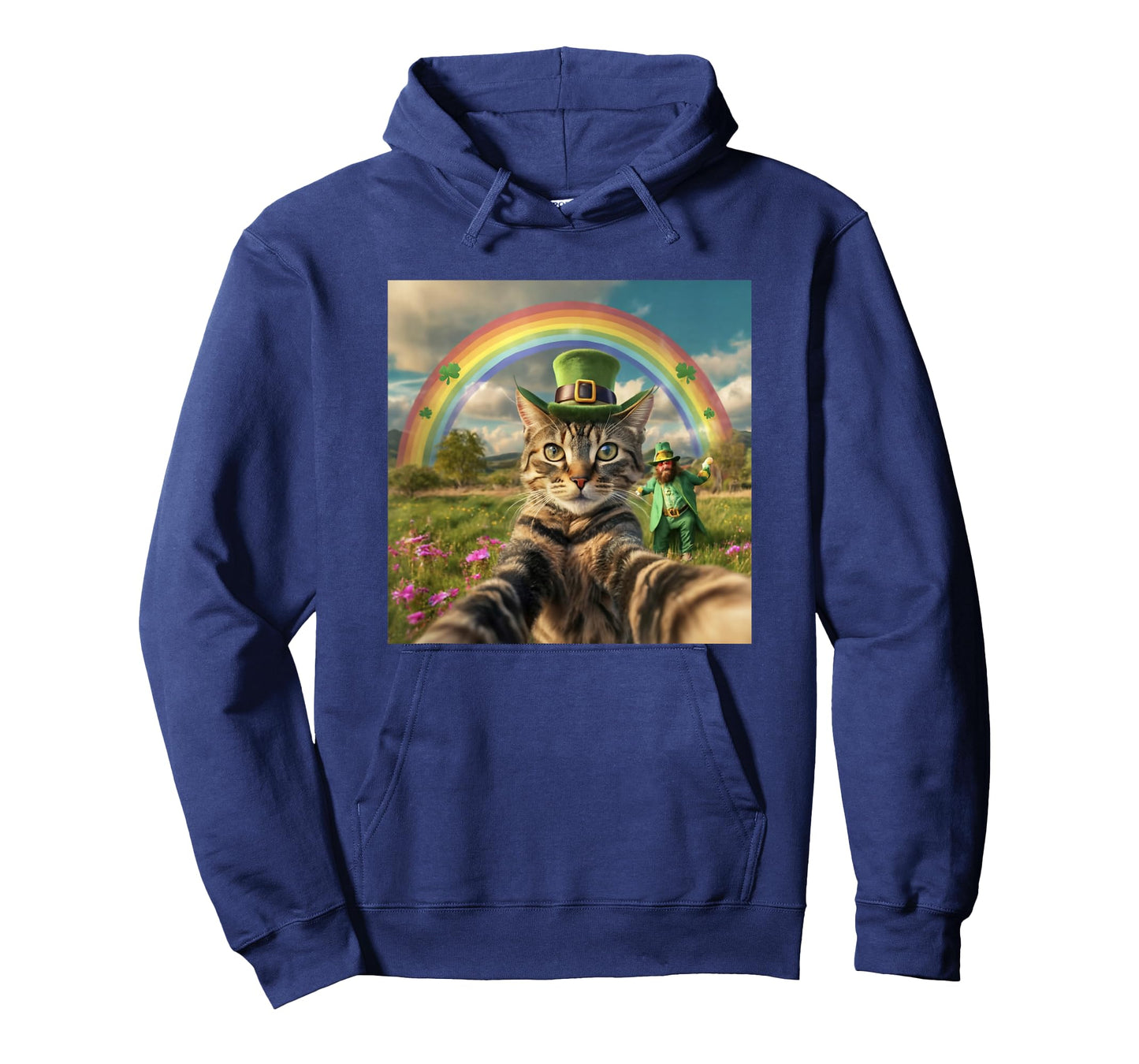 St Patrick's Day Cat Selfie with Leprechaun Funny Photo T-Shirt