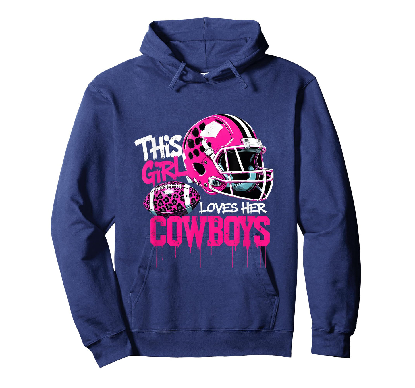 This Girl Loves Her Cowboys Pink Leopard Football Helmet T-Shirt