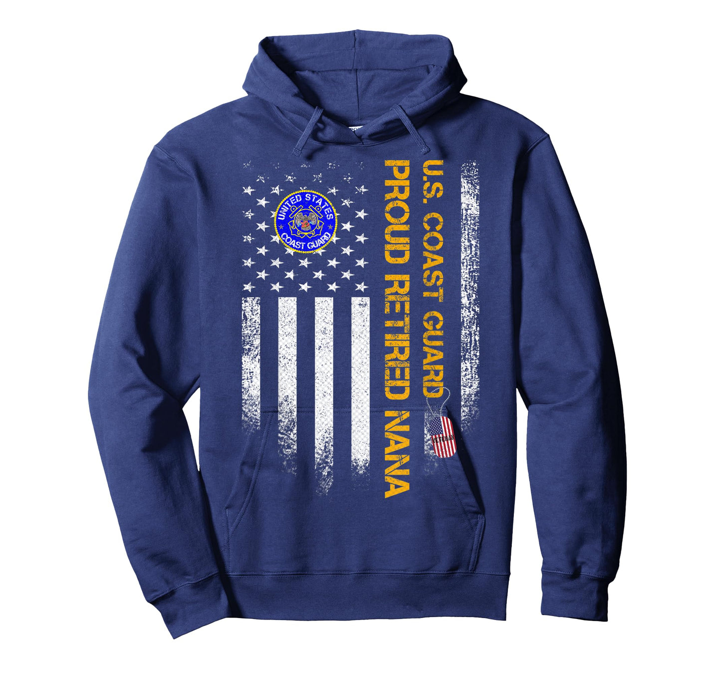 Vintage USA American Flag US Coast Guard Proud Retired Nana Women Men T-Shirt