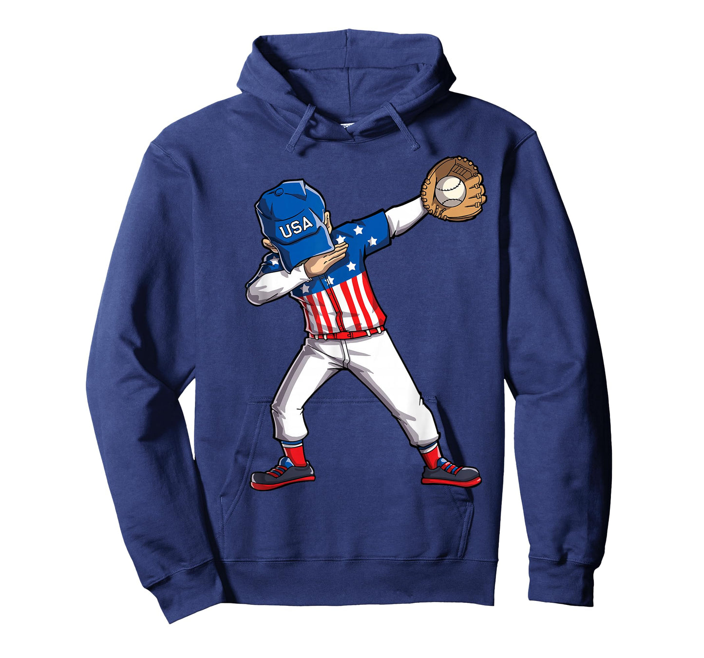 Dabbing Baseball Player 4th of July USA American Flag Boys T-Shirt