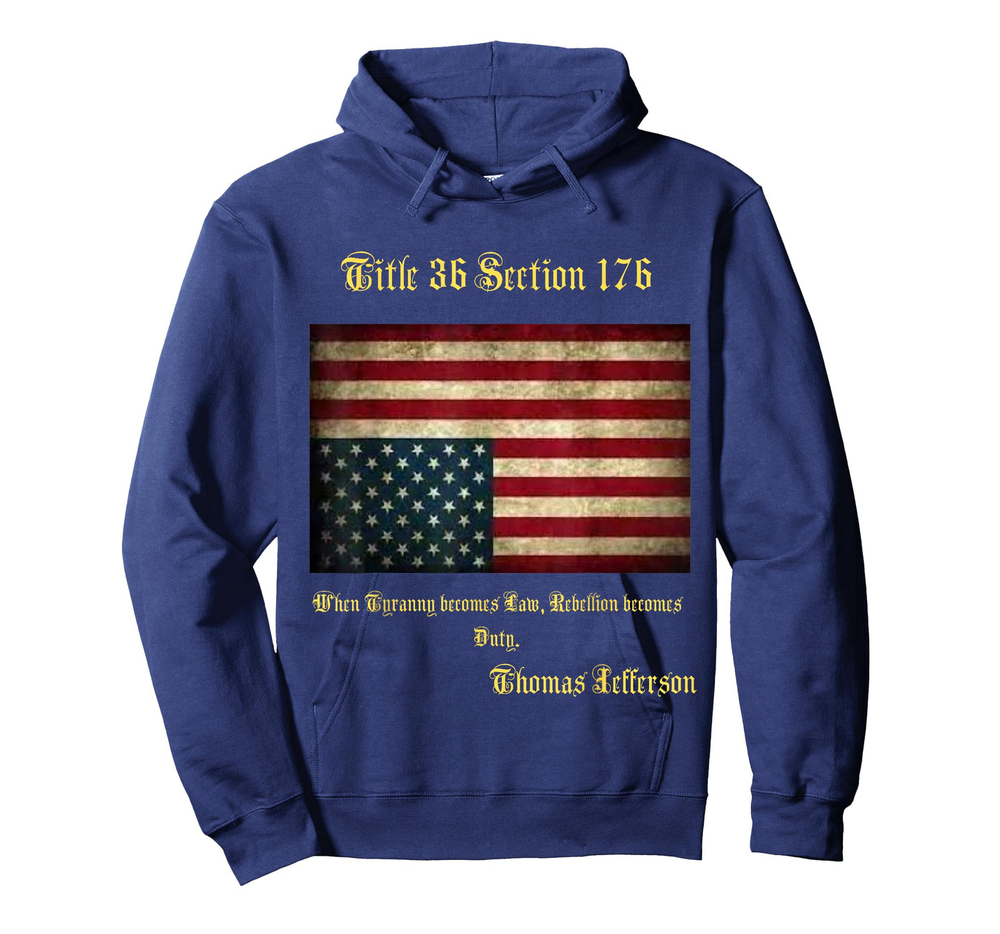 American Flag Distress Upside Down Thomas Jefferson Patriot T-Shirt Small