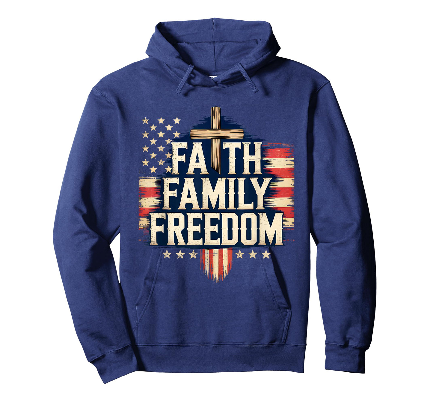 Cool Flag with Cross Patriotic JUY 4th Faith Family Freedom T-Shirt