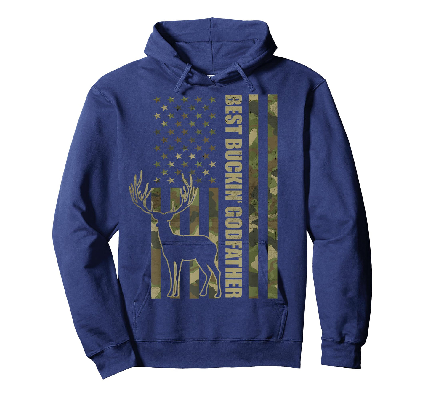 Best Buckin' Godfather Funny Deer Hunter Camo American Flag T-Shirt