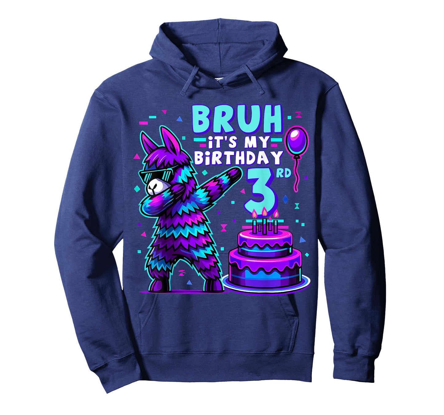 Bruh Dabbing It's My 3rd Birthday Llama Pinata 3 Year Old T-Shirt