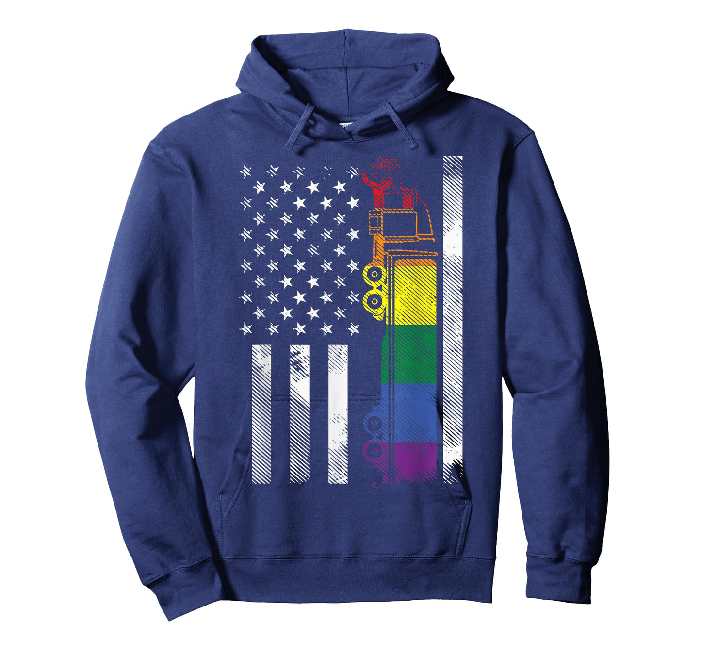 US American Flag Rainbow Truck Gay Pride Flag LGBTQ Boys Men T-Shirt