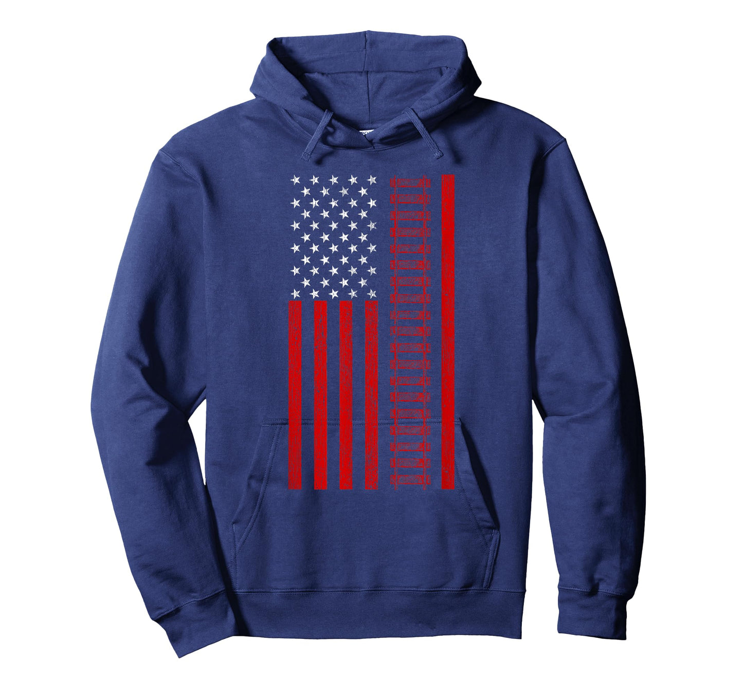 American Railroad Worker Flag With Train Tracks Distressed T-Shirt
