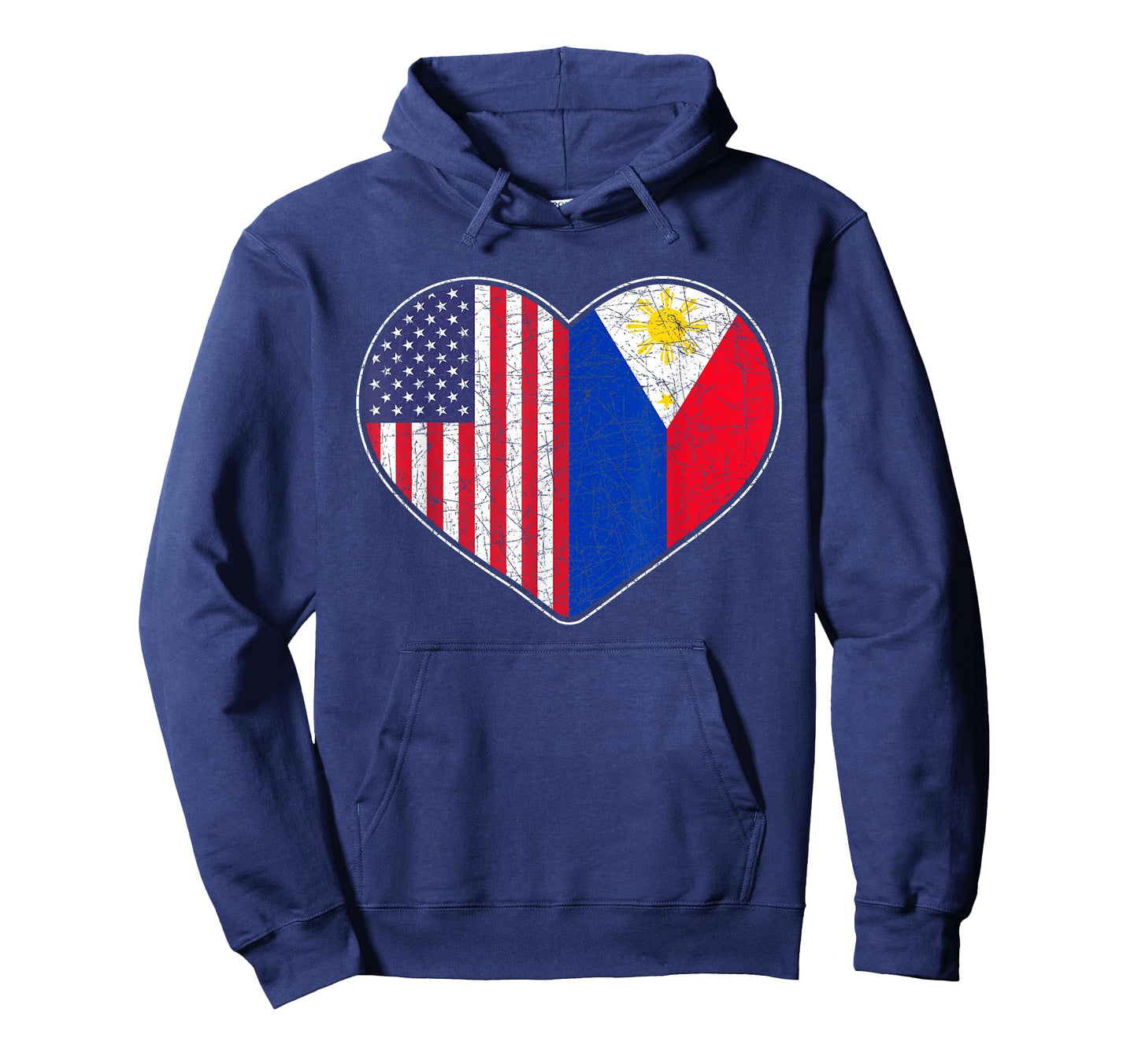 USA Flag Heart Filipino Heritage Pinoy Love Philippines T-Shirt