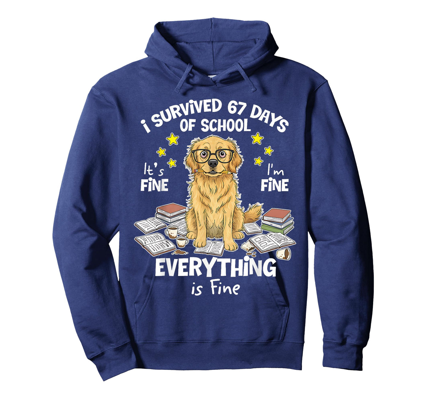 I Survived 67 Days of School Funny 67 Golden Retriever Dog T-Shirt