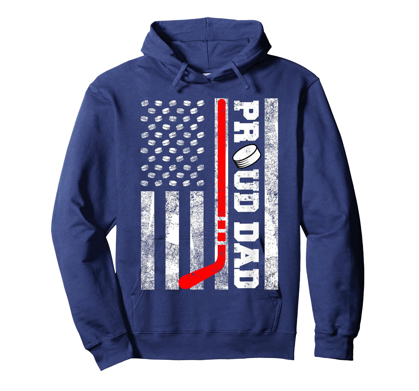 Proud Dad American Distressed Flag Funny Hockey Dad T-Shirt