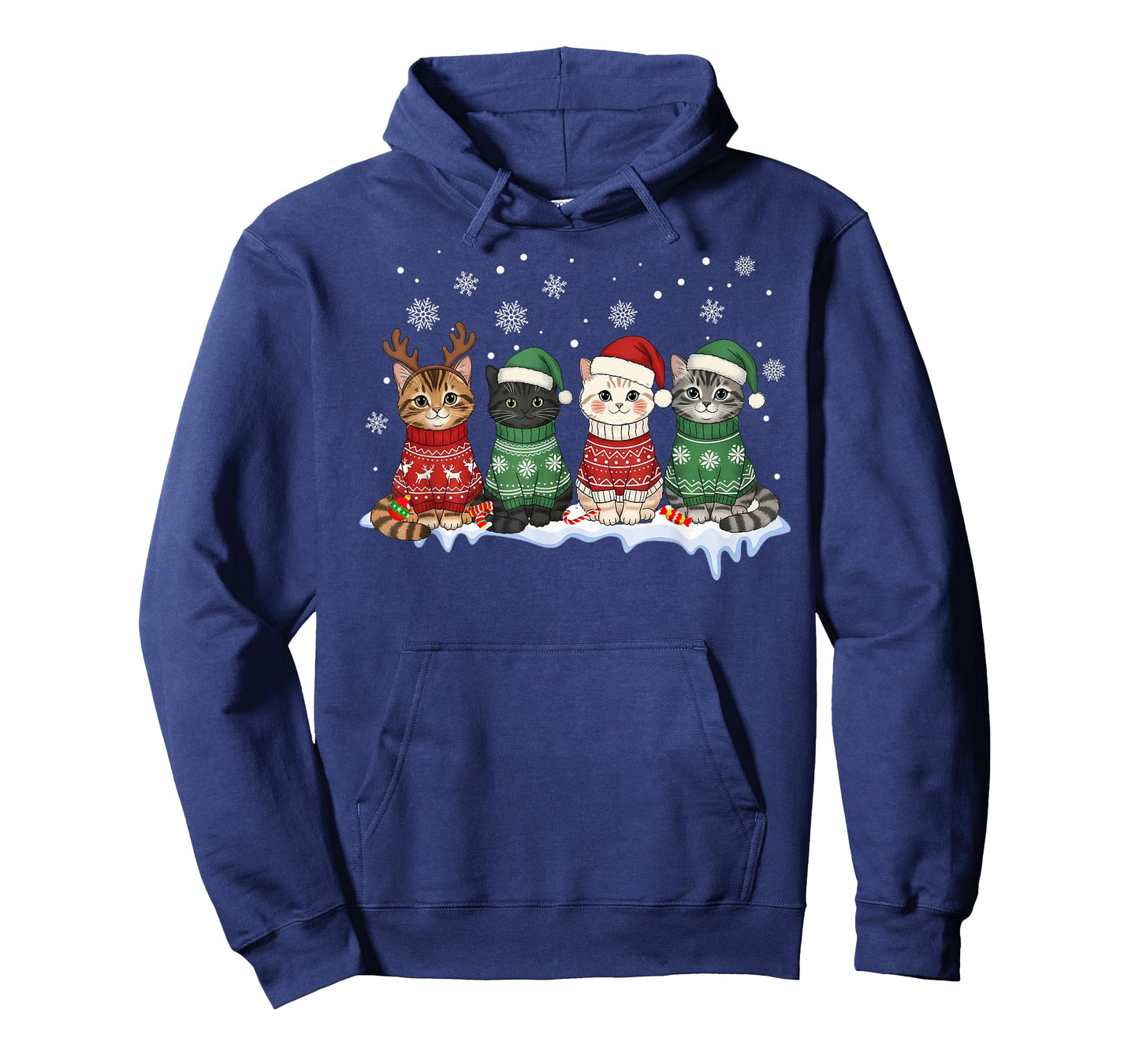 Cat Christmas Light Reindeer Santa Christmas Cat T-Shirt
