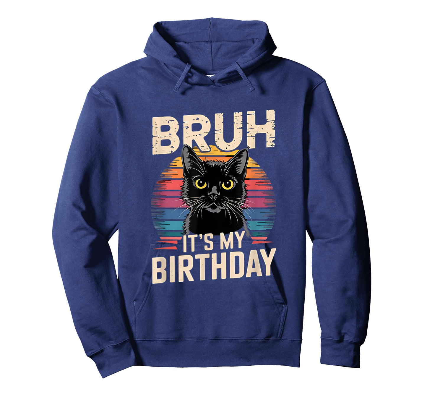 Bruh It's My Birthday Cat Retro Sunset T-Shirt
