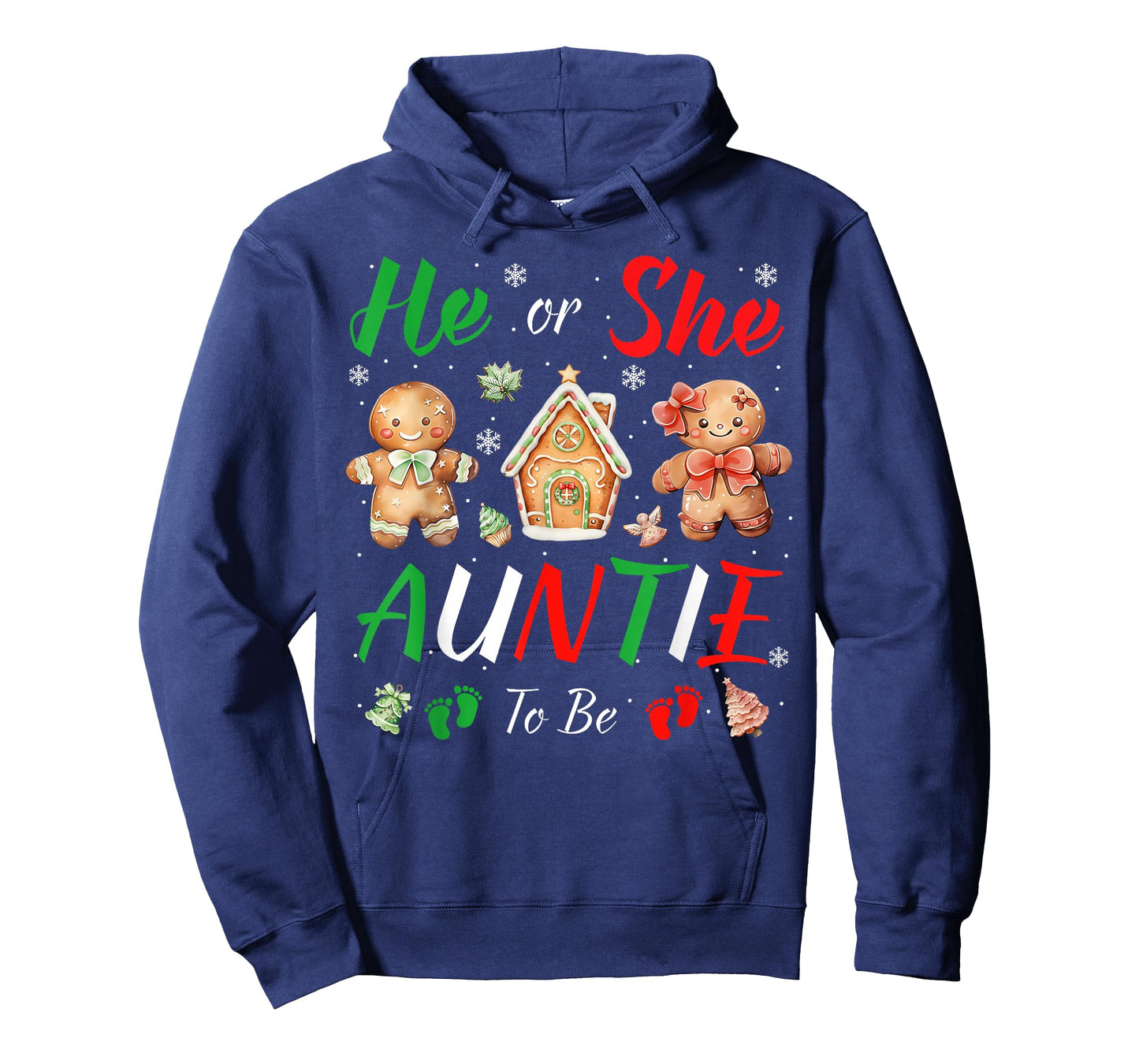 Christmas Gingerbread Gender Reveal He or She Auntie to Be T-Shirt