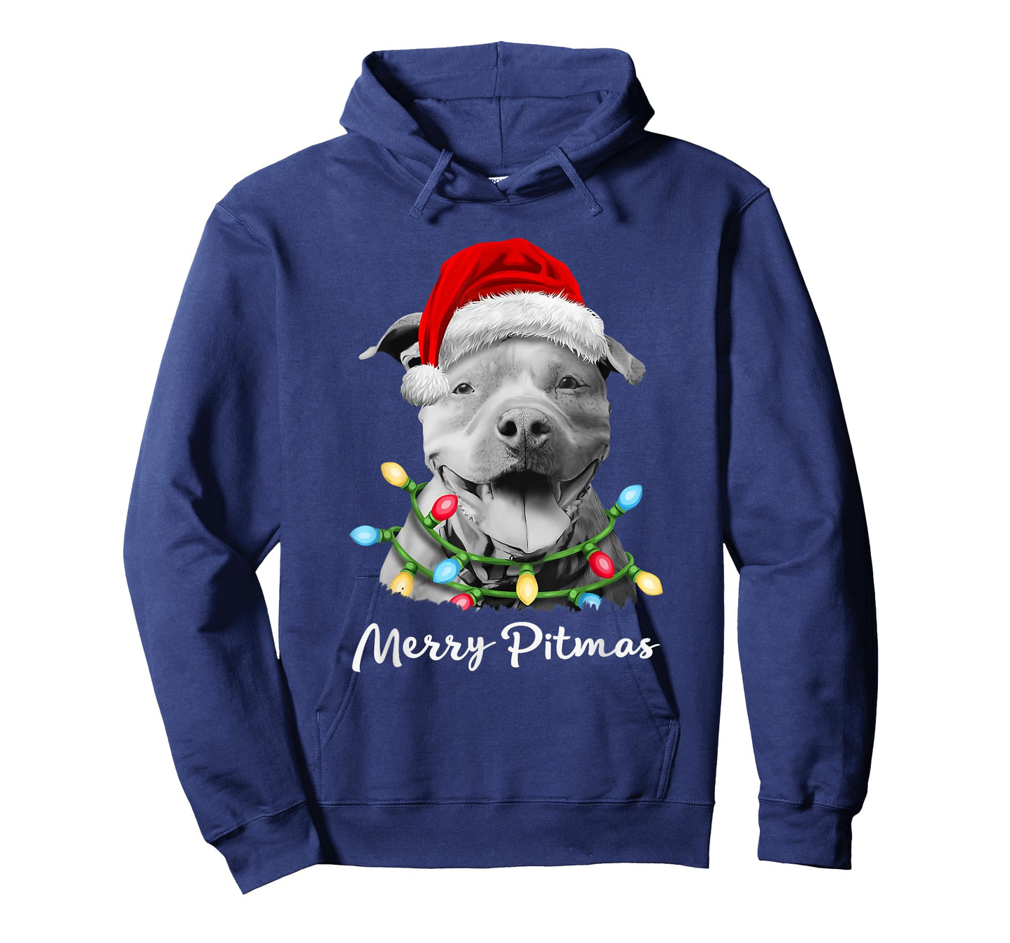 Pit Bull Santa Christmas Tree Lights Xmas Merry Pitmas T-Shirt