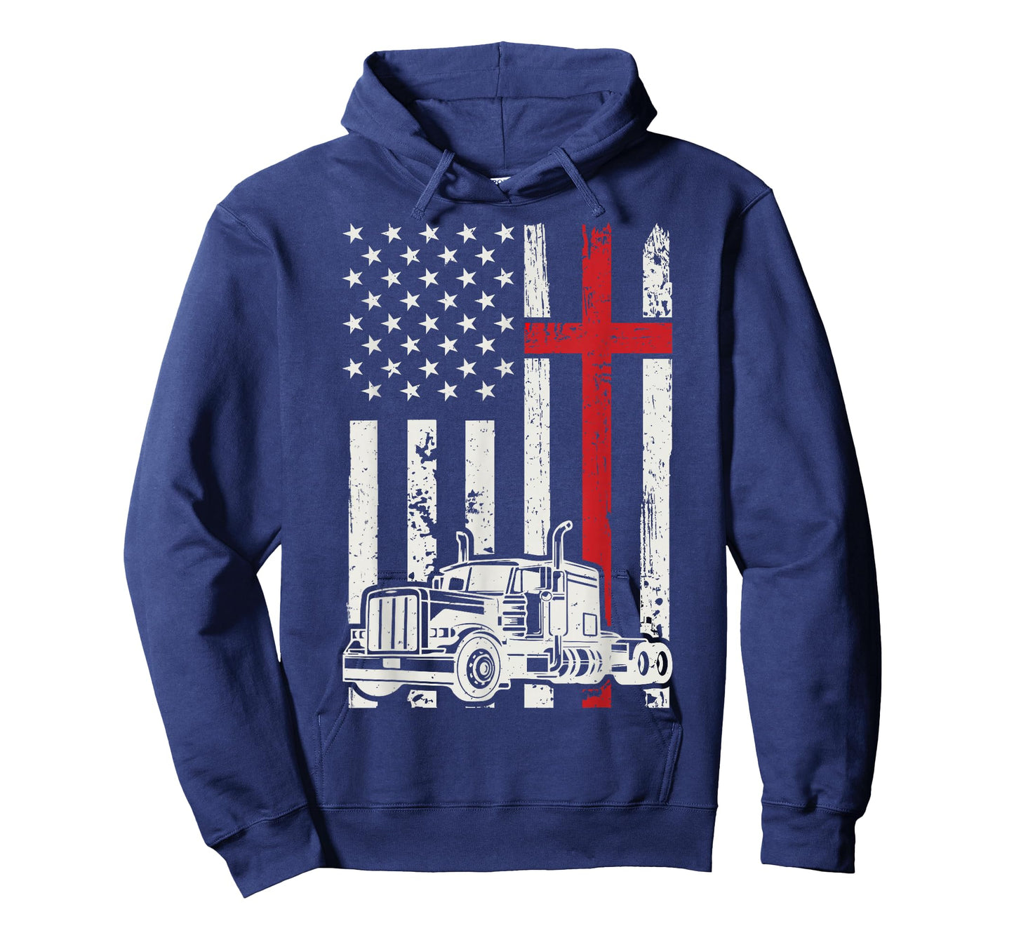 Semi Truck American Flag Christian Truck Driver Patriotic T-Shirt