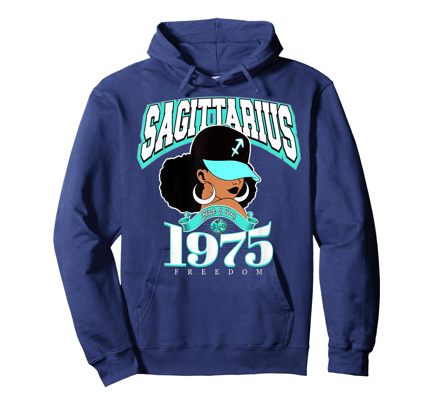 Sagittarius 1975 Melanated Skin Zodiac Traits Queen Diva T-Shirt