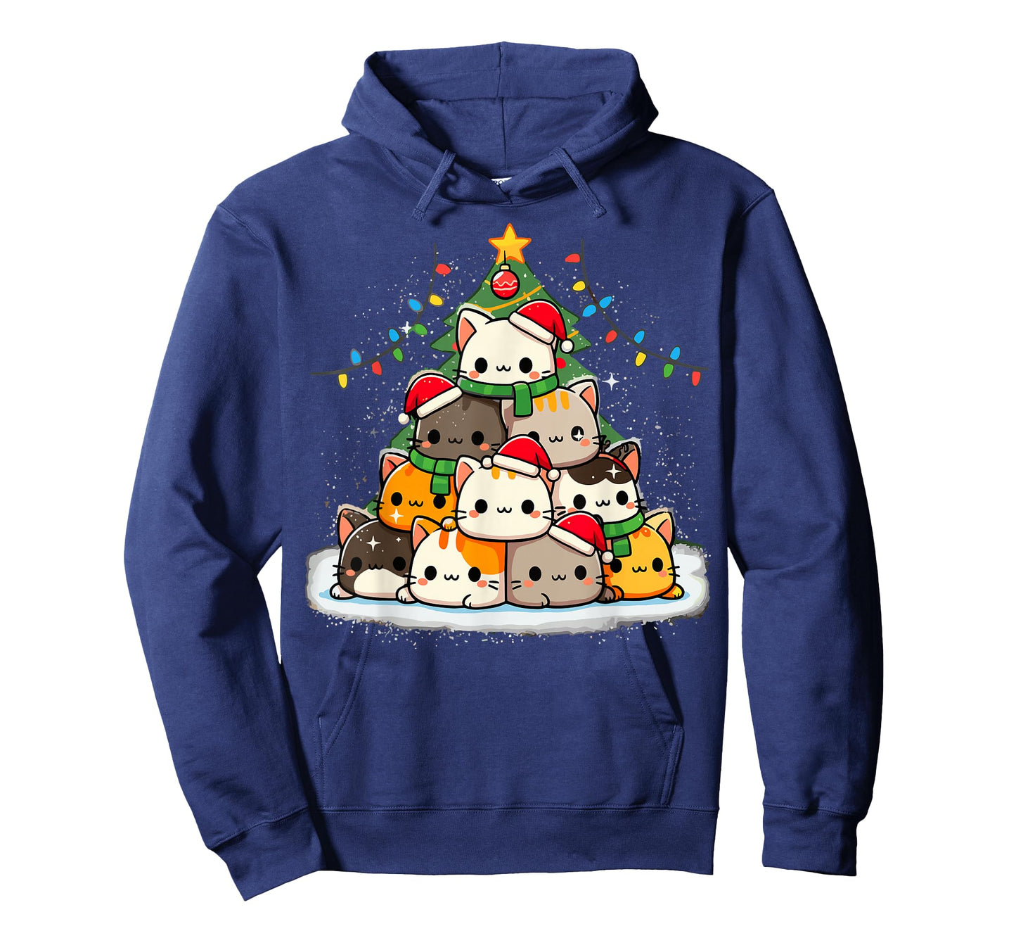 Cat Christmas Cute Cats Tree Xmas Anime Kawaii T-Shirt