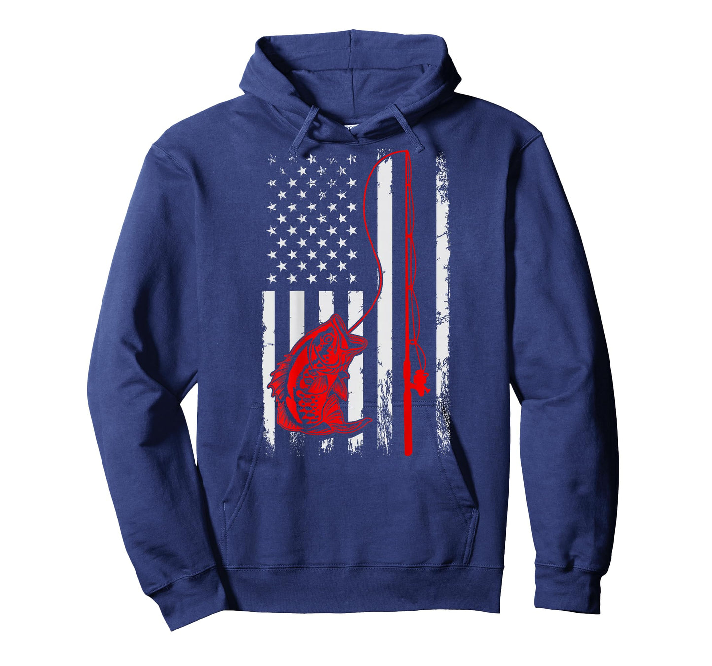 American Flag Fishing Rod Bass Fishing Vintage Fisherman T-Shirt