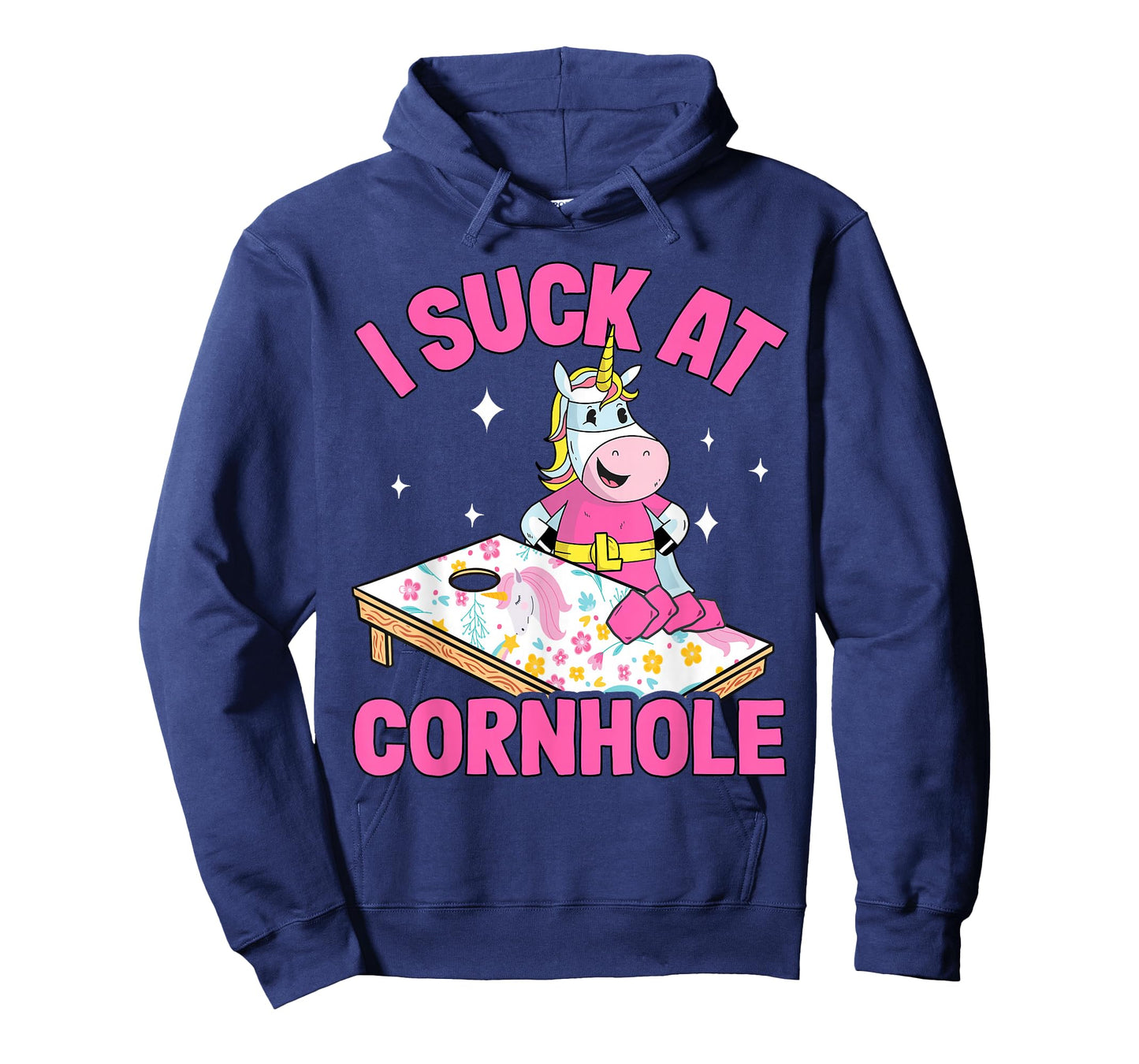 I Suck At Cornhole Loser FunnyJoke Pink Unicorn Corn Hole T-Shirt